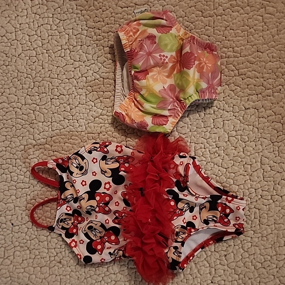 Baby swim diaper and Minnie Mouse swimsuit